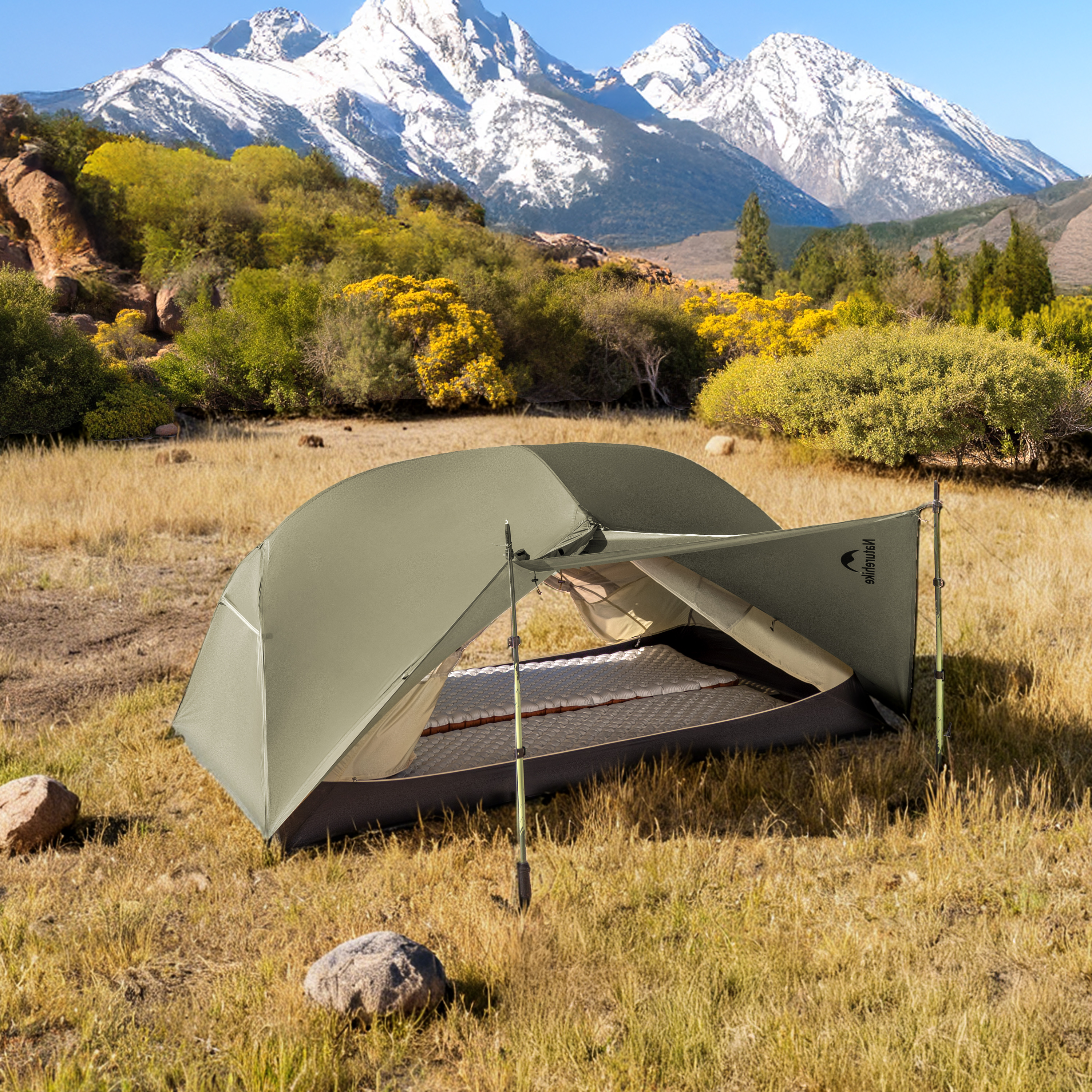 Naturehike ultraľahký stan Mongar 2 séria Pro 20D 1956g - olivový